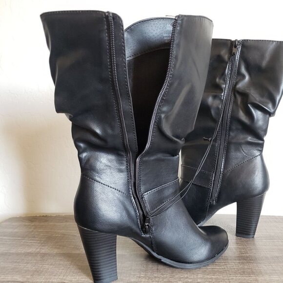 Style & Co Sachi Block Heel Mid-Shaft Slouchy Boots Faux Black 8.5 Wide Calf NEW - Picture 8 of 11
